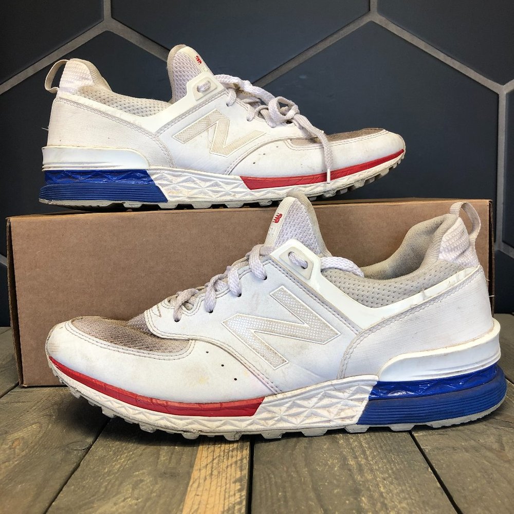 ~Used W/O Box! Men's New Balance 574 Sport White USA Sneakers Size 9.5